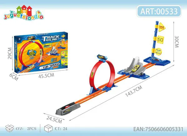 Set de pista de carreras con looping y lanzador