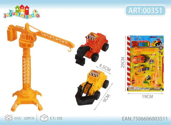 Set de vehículos de construcción con grúa torre
