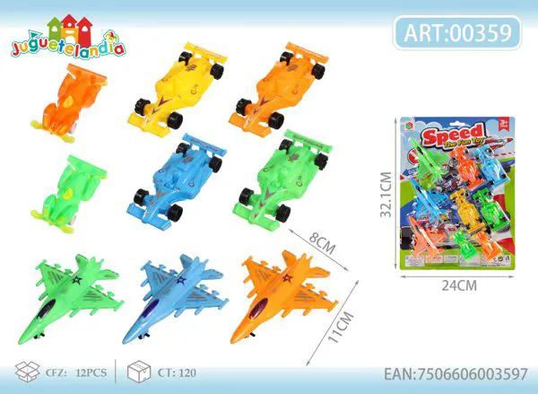 Set de autos de carrera y aviones de deslizamiento (9 piezas)