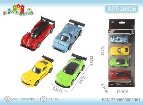 Set de autos deportivos de metal 1:43 (4 piezas)