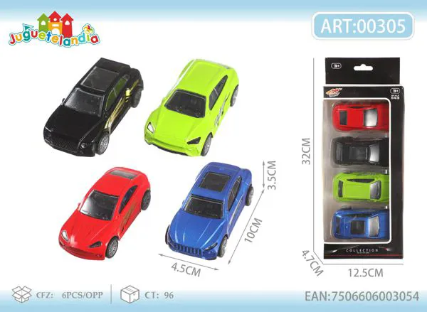 Set de autos de metal 1:43 (4 piezas)