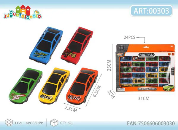 Set de autos de metal 1:64 (24 piezas)