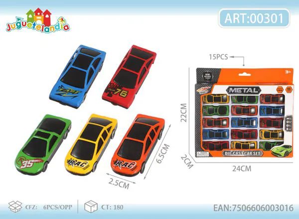 Set de autos de metal 1:64 (15 piezas)