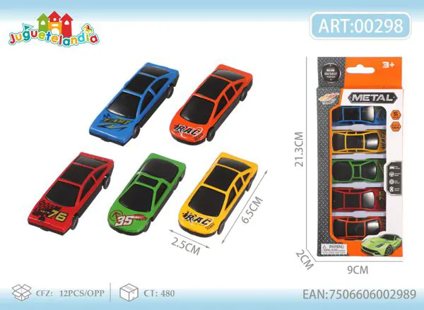 Set de autos de metal 1:64 (5 piezas)