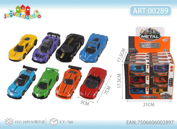Set de autos deportivos de metal 1:64 (24 piezas)