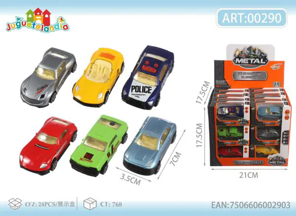 Set de autos de metal 1:64 (24 piezas)