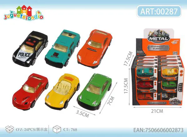 Set de autos de metal 1:64 (24 piezas)