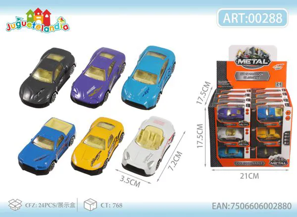 Set de autos deportivos de metal 1:64 (24 piezas)