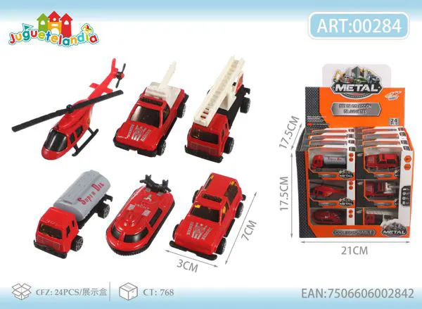 Set de vehículos de bomberos de metal 1:64 (24 piezas)