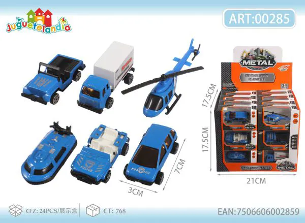 Set de vehículos de rescate de metal 1:64 (24 piezas)