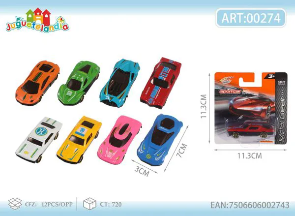 Auto deportivo de metal 1:64 (colores surtidos)