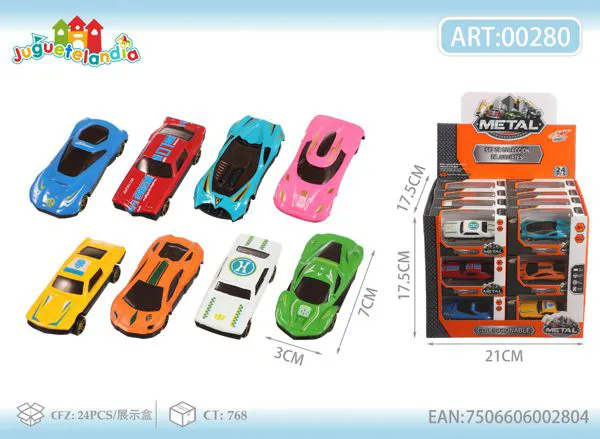 Carritos deportivos de metal 1:64 (caja 24 piezas)