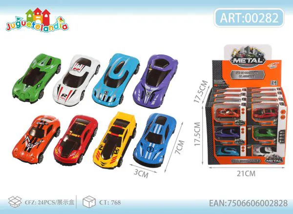 Carritos deportivos de metal 1:64 (caja 24 piezas)