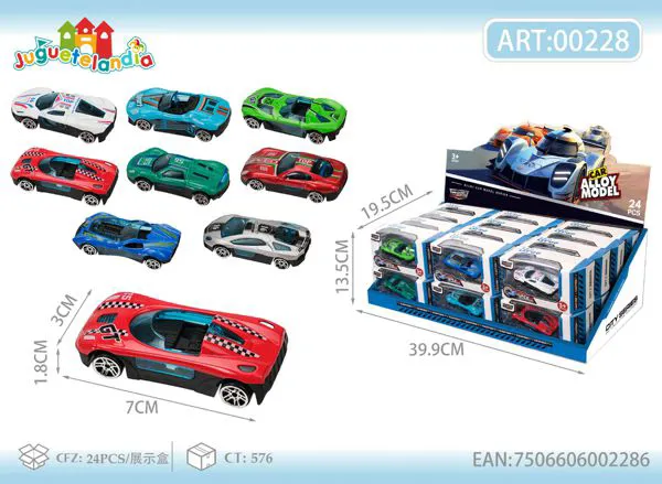 Carritos deportivos de metal 1:72 (caja 24 piezas)
