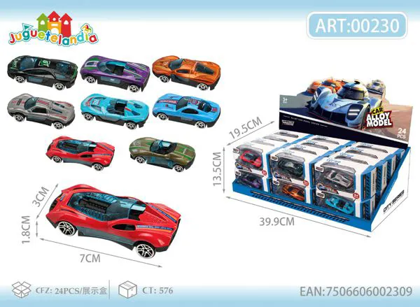 Carritos deportivos de metal 1:72 (caja 24 piezas)