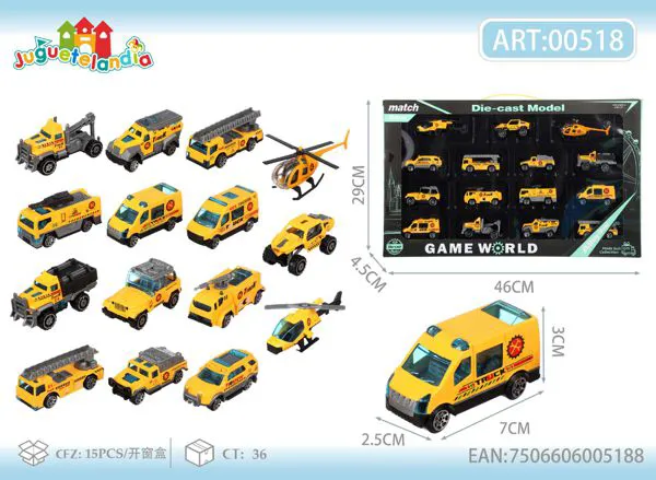 Set de camiones de construcción de metal (15 piezas)