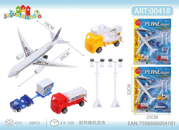 Set de avión con camiones cisterna y accesorios