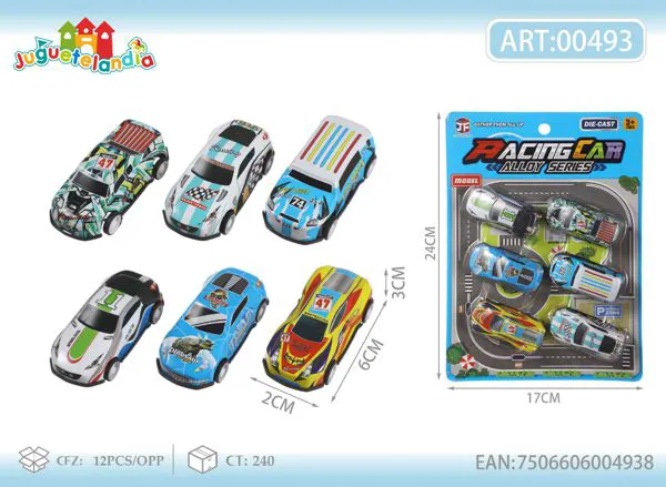 Set de autos de carreras de metal (6 piezas)