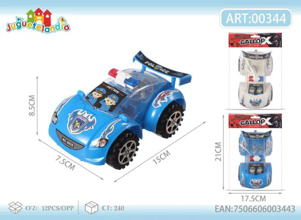 Carrito de policía de cuerda con luces