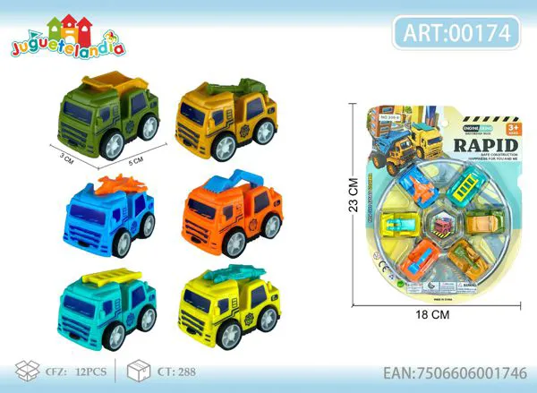 Set de 6 camiones de construcción de fricción