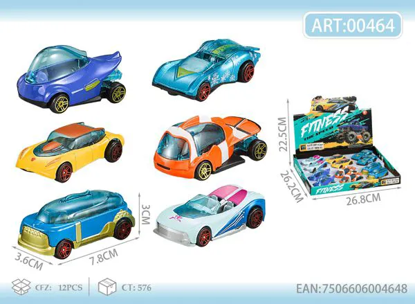 Set de 12 autos deportivos futuristas de metal 1:64