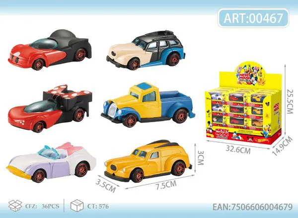 Set de 36 autos caricatura de metal 1:64