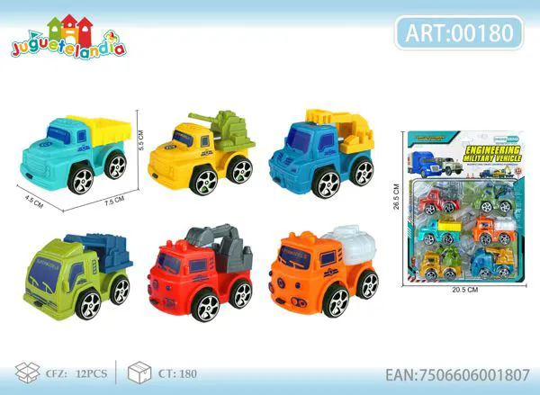 Set de 6 camiones de construcción de fricción