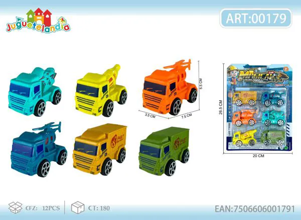 Set de 6 camiones de construcción de fricción