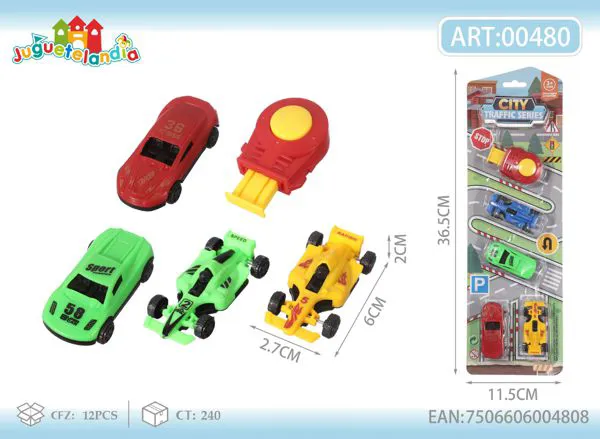 Set de autos de carreras con lanzador