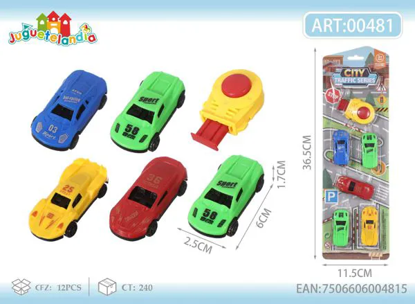 Set de autos deportivos con lanzador