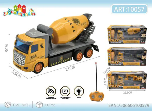 Camión revolvedora de cemento a control remoto escala 1:48 con luces