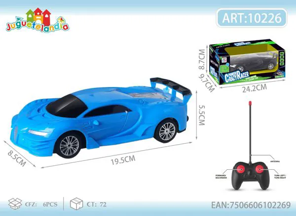 Auto deportivo Bugatti de control remoto azul escala 1:24