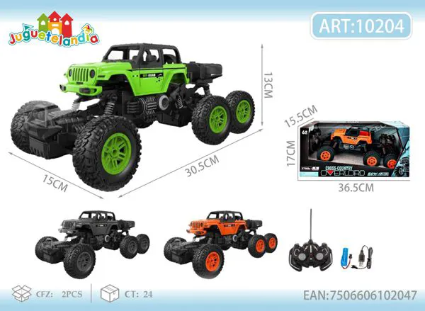 Camioneta todoterreno trepadora de control remoto 6 ruedas verde 5 canales