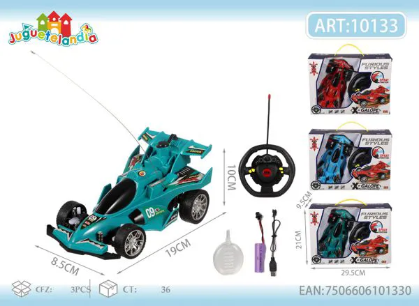 Auto de carreras F1 de control remoto con luces y vapor