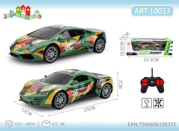 Auto deportivo Lamborghini de control remoto camuflaje verde escala 1:16