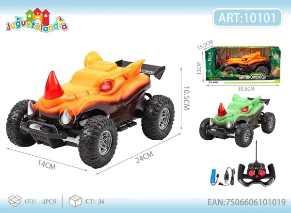 Coche todoterreno de control remoto naranja con diseño de monstruo