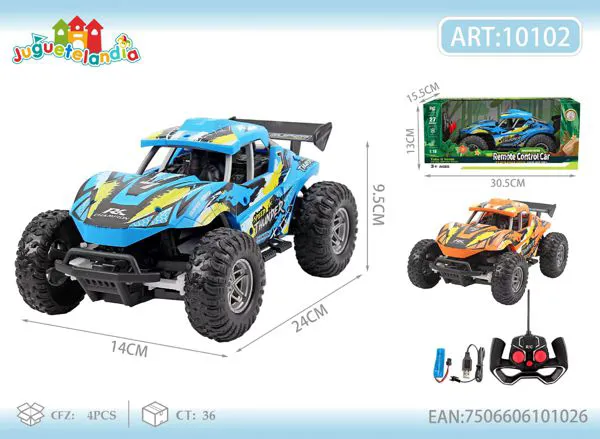 Coche todoterreno de control remoto azul deportivo