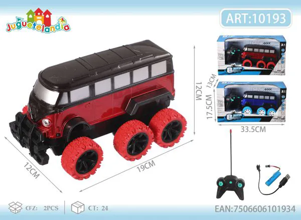 Autobús clásico todoterreno de control remoto rojo con negro