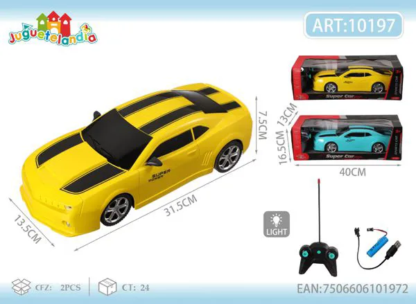 Auto deportivo Camaro de control remoto amarillo con luces