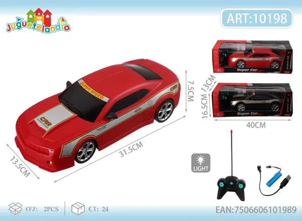 Auto deportivo Camaro de carreras de control remoto rojo con luces