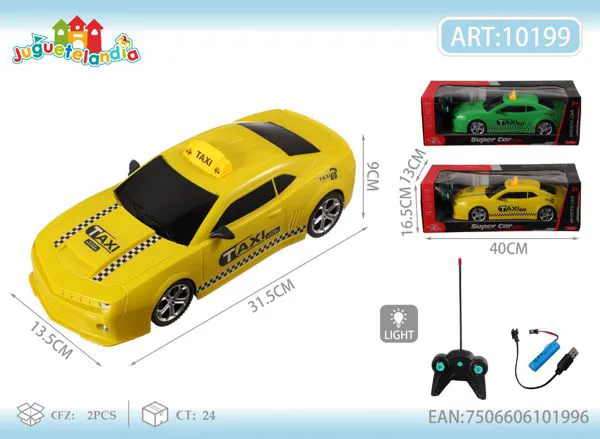 Auto de taxi Camaro de control remoto amarillo con luces