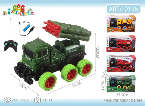 Camión militar lanzacohetes todoterreno de control remoto verde