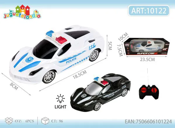Auto de policía de control remoto blanco con luces