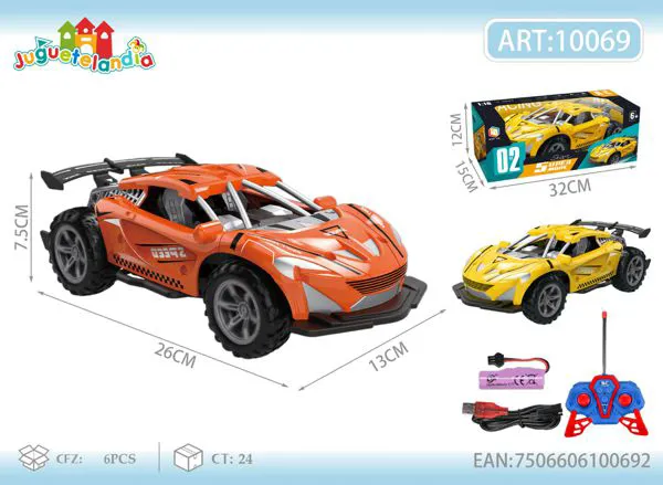 Auto deportivo de control remoto estilo Lamborghini escala 1:20 naranja 4 canales