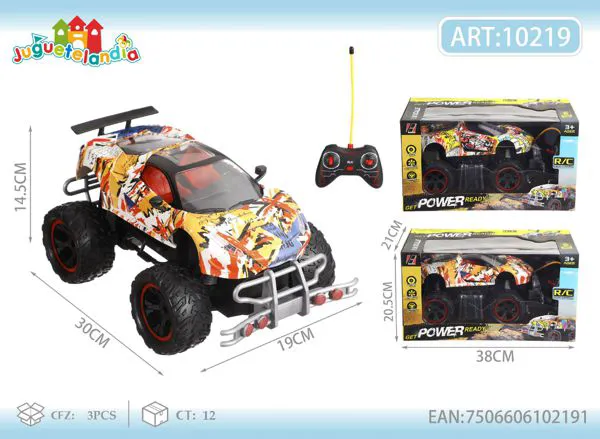 Camioneta monster de control remoto con diseño de grafiti escala 1:14
