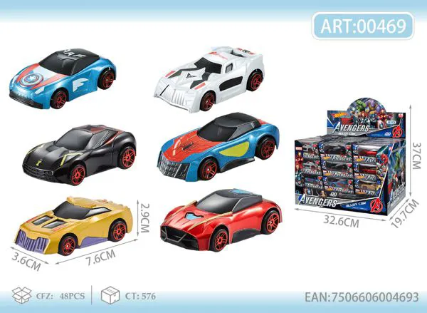 Exhibidor de 48 mini autos de metal caricatura escala 1:64