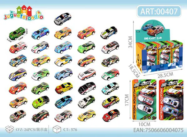 Blíster de 2 autos de carreras de hojalata con retrofricción