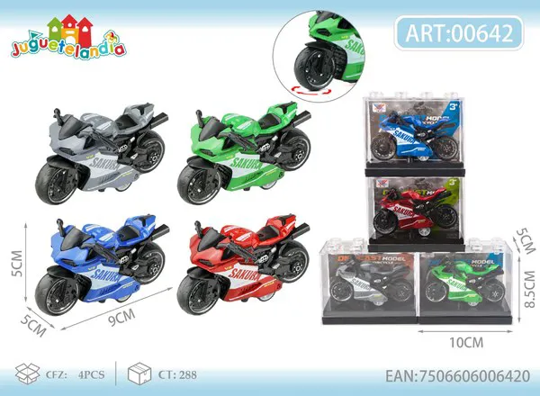 Moto deportiva de metal estilo Ducati con retrofricción escala 1:36