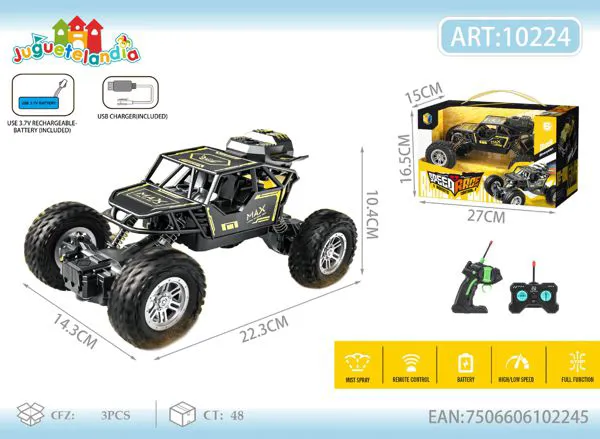 Camioneta trepadora todoterreno de control remoto de metal con lanza vapor escala 1:18 5 canales