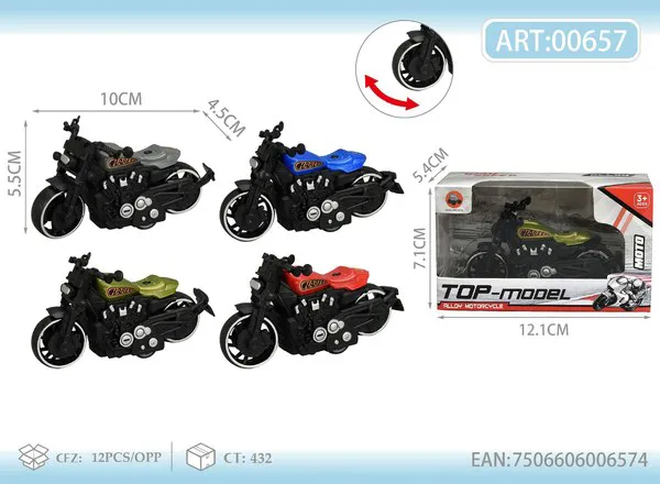 Moto clásica de metal estilo Harley con retrofricción escala 1:18